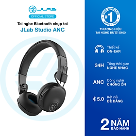 Tai nghe Bluetooth chụp tai TWS On-ear Jlab Studio ANC màu đen chống ồn thời gian nghe 34H Bluetooth 5.0 âm thanh EQ3 - Hàng chính hãng