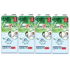  (Mẫu Mới) Combo 4 Gói Tã Dán Sunmate XL18 +2 (20 Miếng) - Tã Dán Cho Người Lớn (Gói Lớn Tiết Kiệm Hơn Sunmate XL10) -Hsd Luôn mới