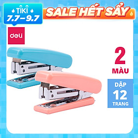 Dập ghim mini #10 Deli, 12 trang, Xanh, Hồng - 1 cái E0222