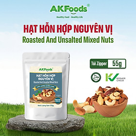Hạt Dinh Dưỡng Hỗn Hợp Nguyên Vị AKFoods Túi 55gr - Ăn Vặt Healthy, Giàu Dinh Dưỡng, Tốt Cho Sức Khỏe, Tốt Cho Mẹ Bầu
