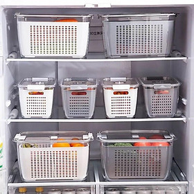 Mua SET 2 Hộp Nhựa 2 lớp TO Đựng Thực Phẩm Tủ Lạnh thoát nước thoát khí nắp hút chân không bảo quản thực phẩm