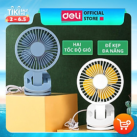 Mua Quạt kẹp USB để bàn văn phòng Deli - Có thể tháo rời- Trắng/ Xanh - 85810