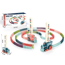 Đồ chơi lắp ráp, sáng tạo - Bộ Tàu Xe lửa chính hãng Domino_Train, Tào hỏa thả domino có nhạc, trò chơi xếp hình cho bé