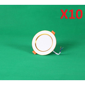 Mua Combo 10 Đèn Led âm trần đổi màu 3w viền vàng  viền bạc  đèn mắt trâu  đèn phòng ngủ  đèn trang trí hàng chính hãng