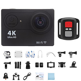 Camera hành động Ultra HD 4K 30fps/170D Mũ bảo hiểm chống nước dưới nước Camera quay video Màn hình WiFi 2.0" Go Camera thể thao Màu sắc: Đen-Điều khiển từ xa