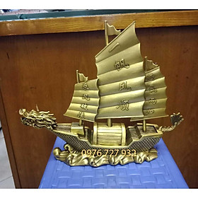 Thuyền buồm phong thủy bằng đồng, thuyền đầu rồng dài 32cm, thuận buồm xuôi gió
