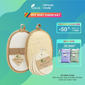 Combo 02 Bông Tắm Xơ Mướp ECODEALS 100% Xơ Mướp Hữu Cơ - Tặng 1 xơ mướp rửa chén - Xơ mướp loại 1, tẩy da chết, massage linh hoạt - KT lớn 11 x 16cm