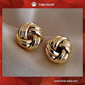 Khuyên tai nụ bện xoắn tròn mạ màu vàng TB19/1 - TOBI'SHOP