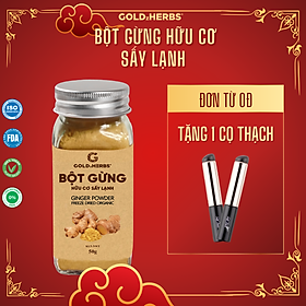Hàng chính hãng - Bột gừng hữu cơ sấy lạnh GoldzHerbs, 100% nguyên chất, gia vị nấu ăn – 50g
