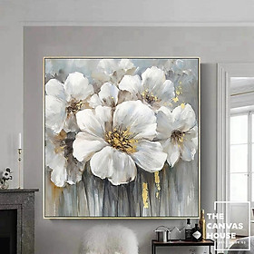 Mua Tranh Canvas Hoa Ánh Kim Trừu Tượng (Hình thật tại xưởng - Đã có khung  móc  đinh treo) - The Canvas House - T1HV