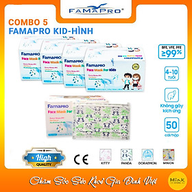 [HỘP - FAMAPRO MAX KID] - khẩu trang y tế trẻ em kháng khuẩn 3 lớp Famapro Max Kid (50 cái/ hộp) - COMBO 5 HỘP