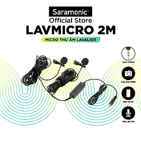 Micro Thu Âm Cài Áo Saramonic Lavalier 2M - Để Phỏng Vấn/ Livestream/ Podcast Jack Cắm 3,5mm Cho Điện Thoại/ Máy Quay - Hàng chính hãng