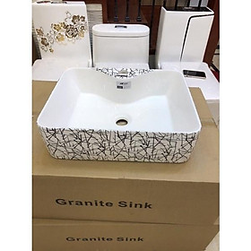 Men nano tuyet Chậu lavabo.Chậu rửa mặt trắng hoa văn