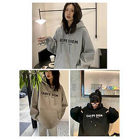 Áo Hoodie In Chữ CARPE DIEM Chất Nỉ Ngoại Unisex Dáng Thụng 2 Màu Siêu Basic