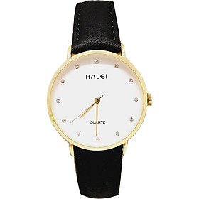 Đồng hồ Nam Halei - HL542 Dây da đen mặt trắng (Tặng pin Nhật sẵn trong đồng hồ + Móc Khóa gỗ Đồng hồ 888 y hình + Hộp Chính Hãng+ Thẻ Bảo Hành)