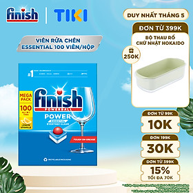 Viên Rửa Chén Bát Hương Chanh Finish Powerball Power Essential Lemon Sparkle - Túi 100 viên siêu tiết kiệm
