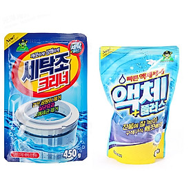 Set 01 Túi nước giăt quần áo Hàn Quốc 800ml siêu vượt trội + 01 Gói bột tẩy lồng, khử khuẩn máy giặt Hàn Quốc 450gr