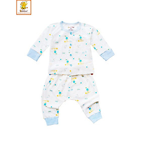 Bộ cotton 100% tay dài cài giữa in hình BABIBOO - BB142