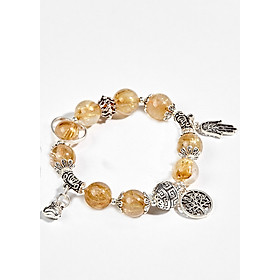 Vòng Thạch Anh Tóc Vàng Phối Charm Túi Tiền Bạc (11mm) Ngọc Quý Gemstones