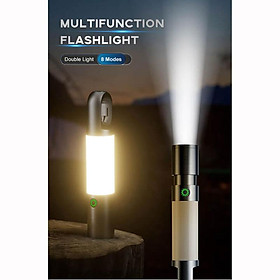 Đèn pin siêu sáng cầm tay có zoom xa gần, đèn led cắm trại dã ngoại 8 chế độ sáng, 5 màu ánh sáng có móc treo tiện dụng Mai Lee