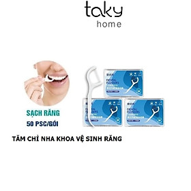 Hộp 50 Tăm Chỉ Nha Khoa Chất Lượng Cao, Vệ sinh Răng Miệng Sạch Sẽ, Răng Chắc Khỏe, An Toàn, Tiện Lợi, Dễ Dàng Sử Dụng. TakyHome 7035