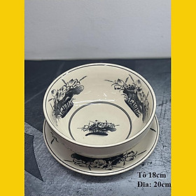 Mua Tô sứ ăn phở gốm Minh An Bát Tràng vẽ tay thủ công Tô 18cm  đĩa đường kính 20cm