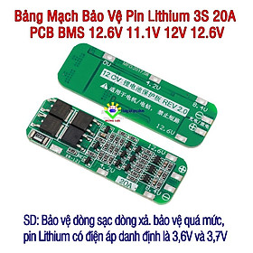 Bảng Mạch Bảo Vệ Pin Lithium 3S 20A PCB BMS 12.6V 11.1V 12V 12.6V chuyên dụng chất lượng cao