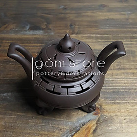 Mua Lư đốt trầm hương gốm tử sa Bát Tràng  có nút cắm nụ ( 4 cỡ