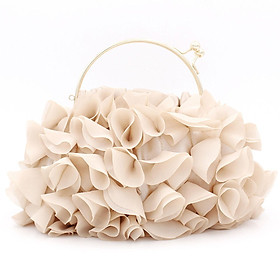 Trendy Satin Flower Clutch Purse for Women Dressy Evening Bag Purse Totes