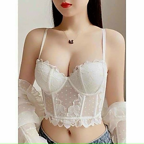 Áo corset 8 xương mút lót mỏng đẩy ngực định dáng form đẹp có gọng ren lưới hoa xinh xắn