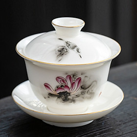 Mua Chén Khải Tiềm Trà Bằng Sứ Trắng Bạch Định Thấu Quang (Dung Tích 150 ml)