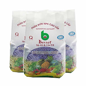 Phân bón Better NPK tím 16-12-8 (1kg/gói) - Combo 3 | Chuyên dùng cây ăn trái, bonsai trồng chậu