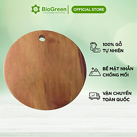 Mua Thớt gỗ xà cừ tròn 25cm móc treo khoét lỗ tròn