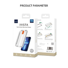 Kính Cường Lực Wiwu Ivista Super Hardness Chịu Lực gấp 10 Lần Dành Cho Iphone, Có Màng Che Loa, Full Clear - Hàng Chính Hãng