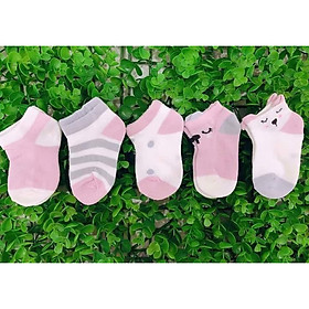 Set 5 Đôi Tất Sơ Sinh Mùa Hè Cao Cấp Cho Bé - Tặng Khẩu Trang Hoạt Tính Cho Bé