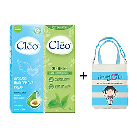 Bộ Đôi Tẩy Lông Cho Da Thường Cléo 50g và Gel Dịu Da Chậm Mọc Lông Cléo 50g - ƯU ĐÃI TẶNG KÈM TÚI XÁCH TIỆN LỢI
