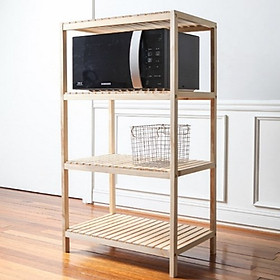 KỆ ĐỂ LÒ VI SÓNG GỖ THÔNG 4 TẦNG LẮP RÁP- Kích thước Dài 60 x Rộng 40 x Cao 115cm