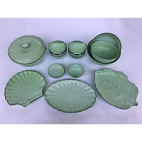 Mua Bộ bát đĩa men ngọc. Gốm Bát Tràng cao cấp