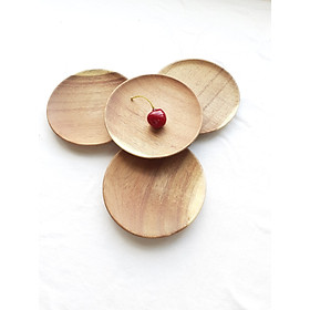 Mua Bộ 4 đĩa gỗ KEO tròn nhỏ 12 cm lót ly  cốc  đựng hoa quả  đồ ăn ( ĐG 02 )