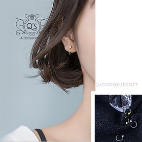 Khuyên tai bạc móc chữ C bông tai kẹp vành nụ đá EARCUFF Silver Earrings S925 SO00 - KÈM ẢNH THẬT