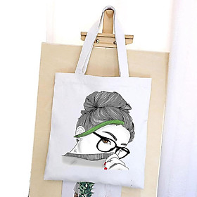 TÚI VẢI GIRL HOA ĐEO VAI TOTE CANVAS BAG CÓ KHÓA KÉO SIZE LỚN 33x38cm PHONG CÁCH CÁ TÍNH HOT TREND aomif