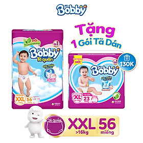 Tã quần Bobby siêu thấm đủ size tặng 1 tã dán Bobby siêu thoáng XL23