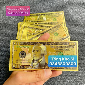 Tờ Tiền Kỉ Niệm 10 Đô Plastic  Mạ Vàng Lì Xì Tết May Mắn