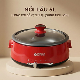 Nồi lẩu điện lòng 4L có thể tách rời Mishio MK348-Hàng chính hãng