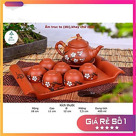 Mua Bộ ấm trà tử sa   ấm chén Bát Tràng 400ml ( 1 ấm  6 chén  7 đĩa) mã 08