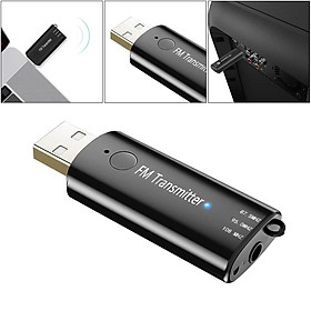 Bluetooth 5.0 Transmitter and Receiver FM 2-in-1 Low Latency Mini Wireless Audio Adapter AUX Adapter for TV Home Sound System Car Headphones Speakers