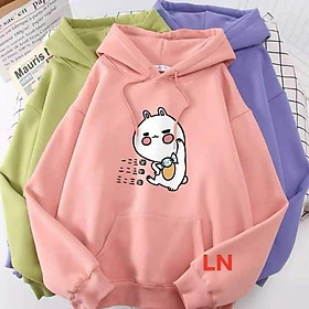 Áo hoodie mèo kẹo má hồng TH6