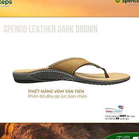 Dép sức khỏe nam Spenco Leather Brown - dép kẹp nâng vòm, hỗ trợ ổn định trục chân