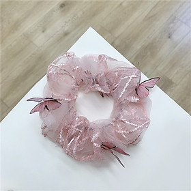 Dây buộc tóc Scrunchies đính bướm nổi dễ thương HD85