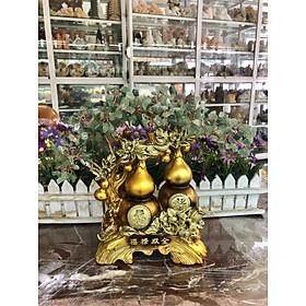 Cây tài lộc bầu hồ lô phong thủy đá thạch anh trang trí bàn thờ thần tài, bàn làm việc - Cao 28 cm